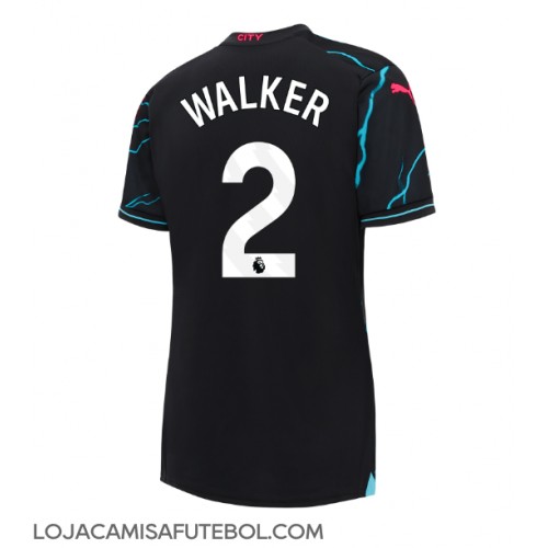 Camisa de Futebol Manchester City Kyle Walker #2 Equipamento Alternativo Mulheres 2023-24 Manga Curta